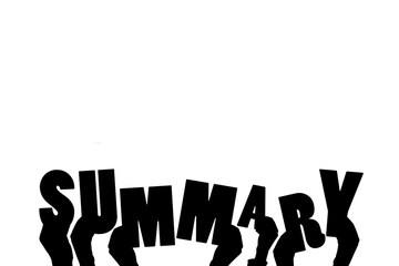 Digital png illustration of hands with summary text on transparent background