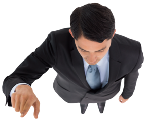 Digital png photo of happy asian businessman standing on transparent background