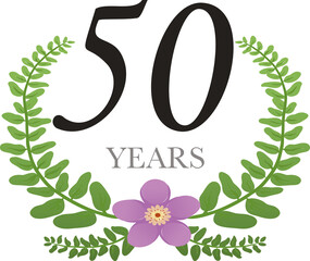 Digital png illustration of 50 years text and wreath on transparent background