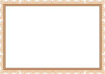 Digital png illustration of decorative gold frame with central copy space on transparent background