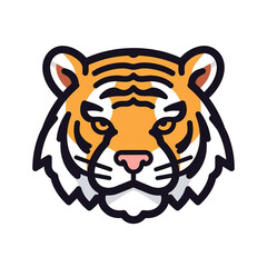 Tiger face or head vector icon logo illustration clipart isolated on transparent background. Digital illustration generative AI.