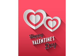 Digital png of happy valentine's day text and hearts on pink card, on transparent background