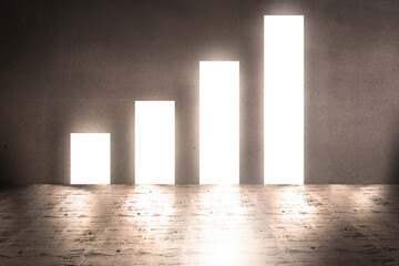 Digital png illustration of empty room with diagram on wall on transparent background