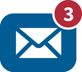 Digital png illustration of e-mail icon with notofications on transparent background