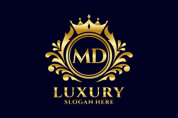 Initial MD Letter Royal Luxury Logo template in vector art for luxurious branding projects and other vector illustration.