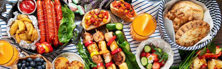 Summer BBQ or picnic food concept.