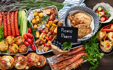 Summer BBQ or picnic food concept.