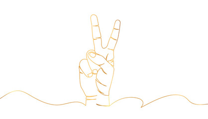 Obraz premium hand peace sign line art style vector eps 10