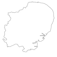  Quality outline map of East of England is a region of England, with borders