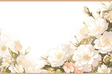 white flower border Frame Background, flower patterned frame, vintage style for wedding invitation card