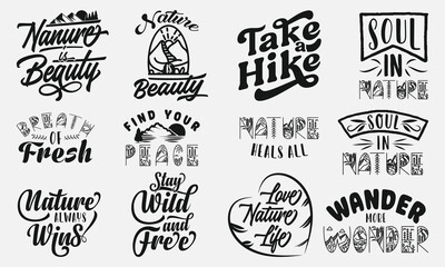 Typography t-shirt design bundle about nature, travel, adventure