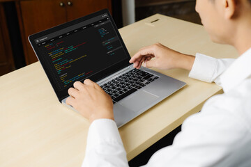 Software development programming on computer screen for modish application and program coding