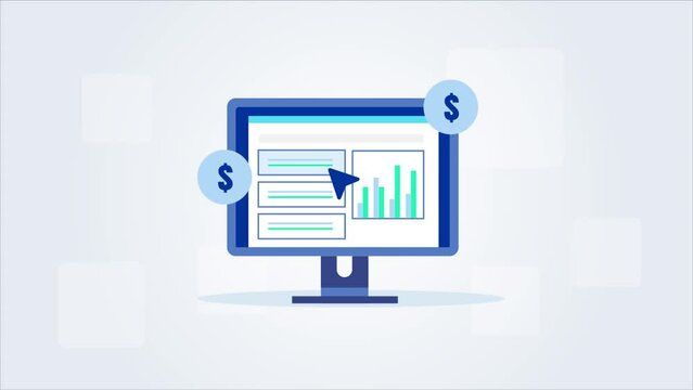 PPC marketing strategy.  Pay per click advertising campaign. Search engine marketing analysis. Animation clip.