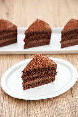 Soft and intense chocolate cake with chocolate whipped ganache