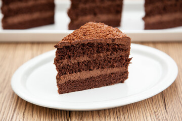 Soft and intense chocolate cake with chocolate whipped ganache