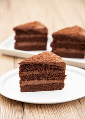 Soft and intense chocolate cake with chocolate whipped ganache