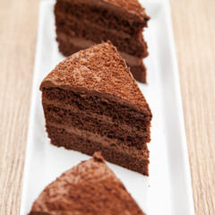 Soft and intense chocolate cake with chocolate whipped ganache