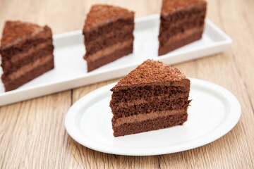 Soft and intense chocolate cake with chocolate whipped ganache