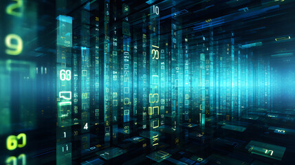 Modern Matrix number style abstract backdrop - AI generated