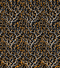 Branch with leaves, autumn foliage pattern print