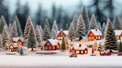 Delightful Christmas Holiday Miniature Village, Whimsical Winter Wonderland and Snow-Covered Landscapes.