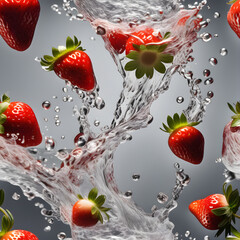strawberry in  water splash