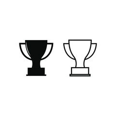 Trophy icon vector silhouette and line on white background