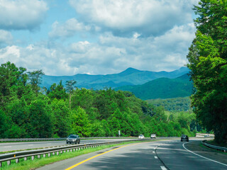 Black mountain range view from I-40 highway in  Buncombe County, North Carolina, United States.
