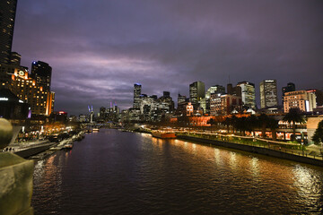 Fototapeta na wymiar The River in Melbourne CBD at night