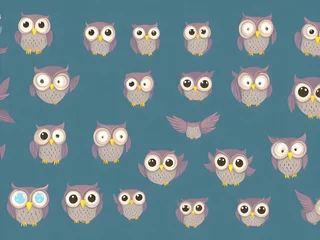 Fotobehang Cute Owl, Generative AI Illustration © pandawild