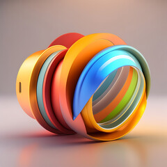 Colorful 3d different object on plain background