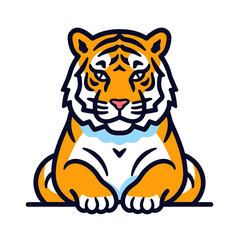 Lying tiger vector icon logo illustration clipart isolated on transparent background. Digital illustration generative AI.