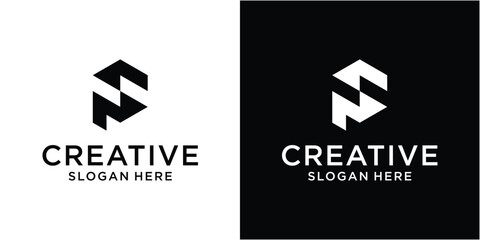 Naklejka premium Letter P S logo design template