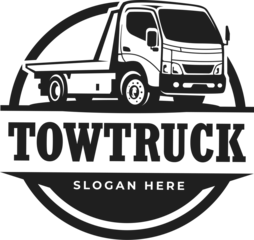 Fototapete Cartoon-Autos towing truck logo vector icon