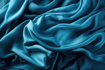 Obraz premium Abstract blue background with folded textile ruffle. Generative AI