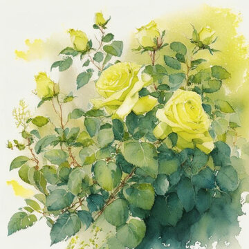 Beautiful yellow roses garden. Spring flower background, yellow rores bush.