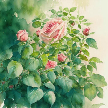 Beautiful pink roses garden. Spring flower background, pink rores bush.