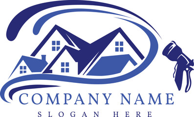 spray wash house logo design vector