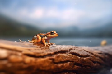 a frog on a wood