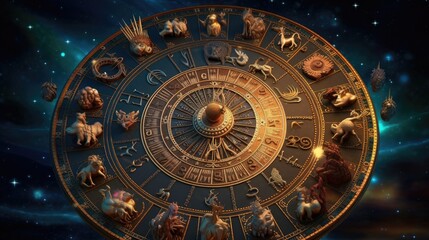 Fototapeta premium Magical zodiac signs in universe. Generative Ai