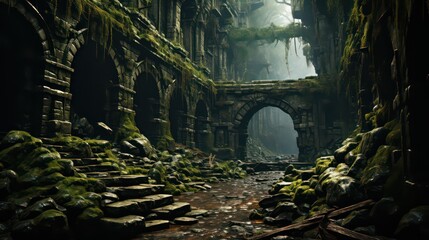 Fototapeta premium Secrets of the Forest: Unraveling Ancient Ruins