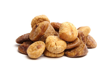 Dried figs isolated on white . Group of sweet sundried fruits