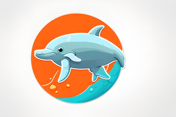 2D sticker design,,dolphin,cute,precious,outline,Generative AI