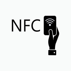 NFC Technology Icon. Near Field Communication. Contactless Payment. Silhouette Symbols.   