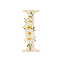 Watercolor Daisy Floral Alphabet I