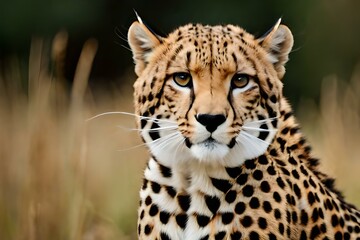 Fototapeta premium cheetah in the savannah, ready to prone - Generative AI