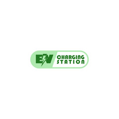 EV charging station banner. Electric vehicle charging station isolated on white background