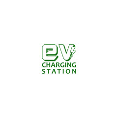 EV charging station banner. Electric vehicle charging station isolated on white background