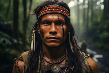Obraz premium A member of any indigenous people of North, Central, and South America, especially the indigenous people that make up the Americas today.