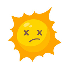Cartoon sun with cute cartoon faces for children.